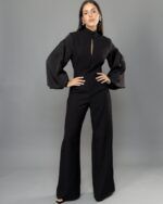 Classic Jumpsuit with Satin Sleeves