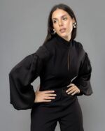 Classic Jumpsuit with Satin Sleeves - Image 2