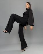 Classic Jumpsuit with Satin Sleeves - Image 5
