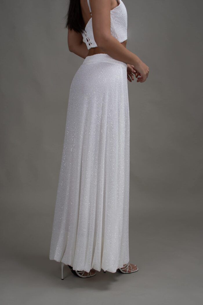 White Sequin Balloon Skirt