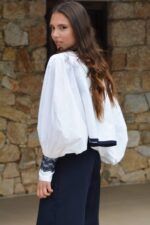 WHITE LINEN NECKLINE BOLERO - Image 5