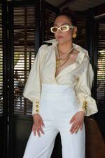 Cream Shirt Gold buttons - Image 3