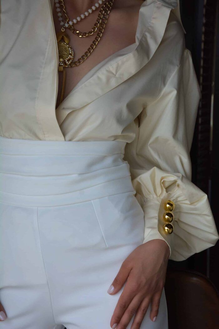 Cream Shirt Gold buttons - Image 4
