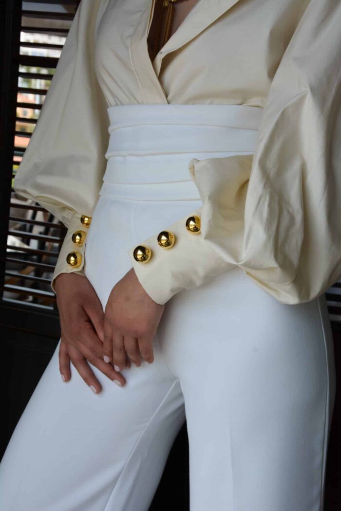 Cream Shirt Gold buttons - Image 2