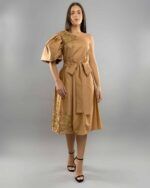 Camel skirt with wide pleats - Image 2