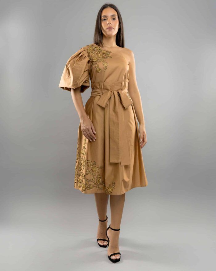 Camel skirt with wide pleats - Image 2