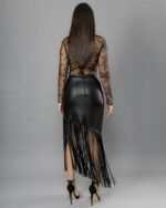 Black Leather skirt with fringles - Image 5