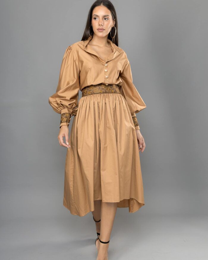 Espresso midi flared dress - Image 2