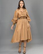 Espresso midi flared dress