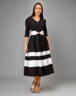 Black Dress with White Stripes