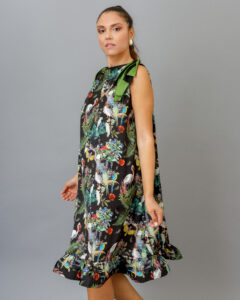 PACIFIC Midi Dress with Ruffle end and Bow on Shoulders - Image 2