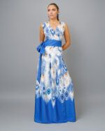 PEACOCK Blue Long Wrap Dress