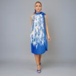 PEACOCK Blue Midi Pleated Dress