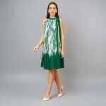 PEACOCK Green Pleated Midi Dress