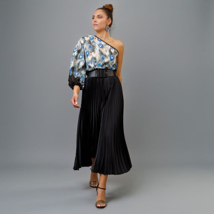 PEACOCK Black One Shoulder blouse - Image 3