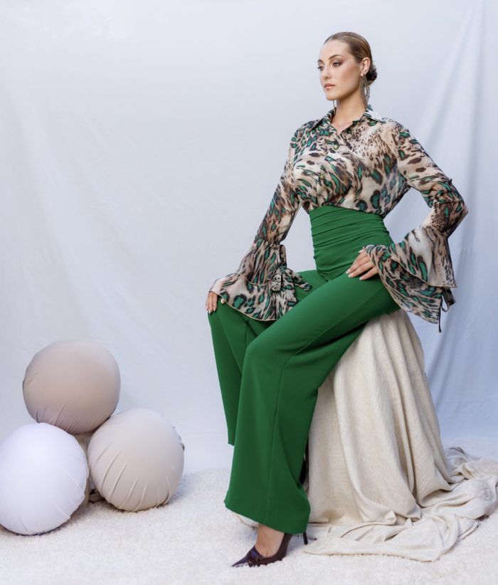 Green Spot Printed Blouse - Image 2