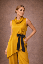 Gorgonian Sleeveless Blouse Black Bow