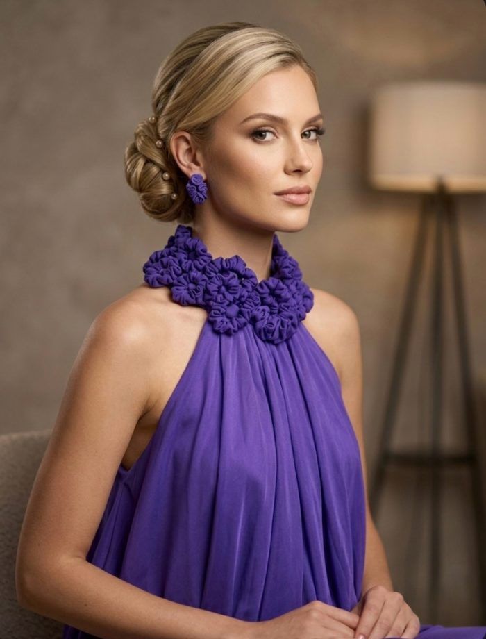 Royal Silk Blue-Purple Dress - Image 2