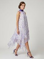 Amethyst Midi Silk Dress with Feathers - Image 2