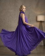 Royal Silk Blue-Purple Dress - Image 3