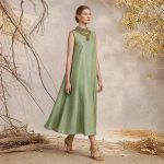 OLIVINE Jewel-Neckline Sleeveless Dress