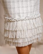 Cream Fringe Tweed Skirt - Image 2