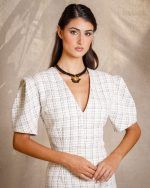Tweed Dress Puff Sleeves - Image 2