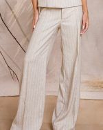 Pinstripe Wide-Leg Trousers