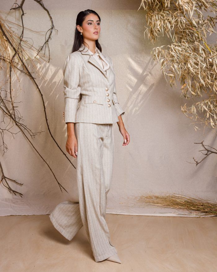 Pinstripe Tailored Blazer - Image 3