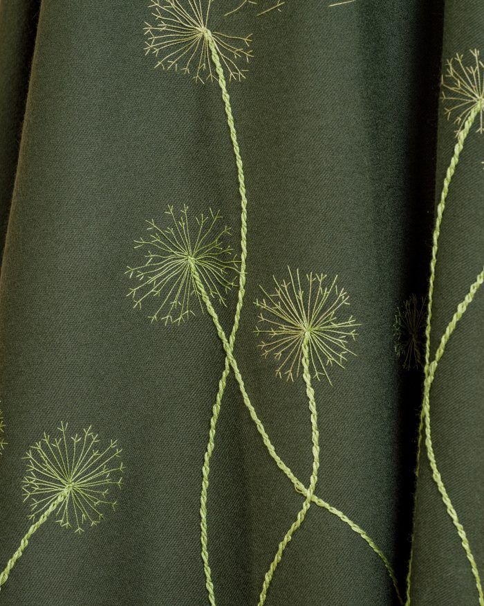 OLIVINE Hand-Embroidered  Wool Skirt - Image 3