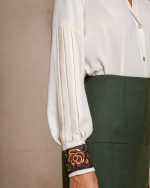 Floral Cuff Off-White Shirt - Image 3