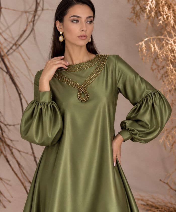 OLIVINE Silk Dress - Image 2